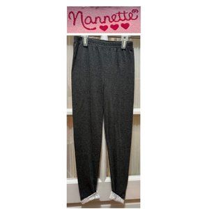 Nannette gray jersey pant with lacy cuffs at the ankle; girls' size 6X